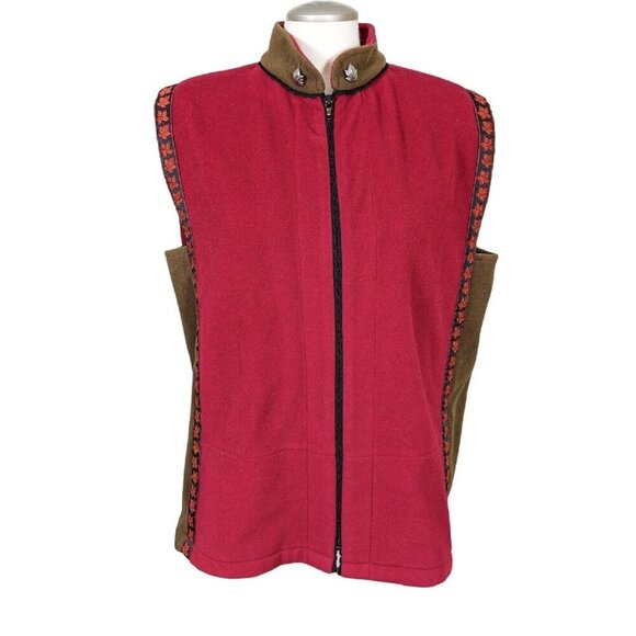 Vintage Wool Blend Womens L Vest Suttles Seawinds Vicki Lynn Bardon Red Canada - Picture 1 of 8